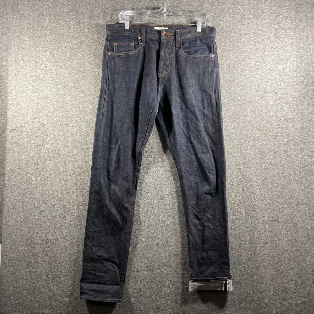 The Unbranded Brand UB222 Tapered Jeans Mens 32x32 Indigo Stretch Raw Selvedge